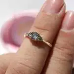 Round Brilliant-Cut Trilogy Diamond Ring, engagement ring, diamond ring, round diamond, salt and pepper diamond, danielle camera jewellery