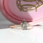 Pear Cut Solitaire Melee Diamond Ring, diamond ring, engagement ring, pear cut diamond, natural diamond, Salt & pepper diamond, danielle camera jewellery