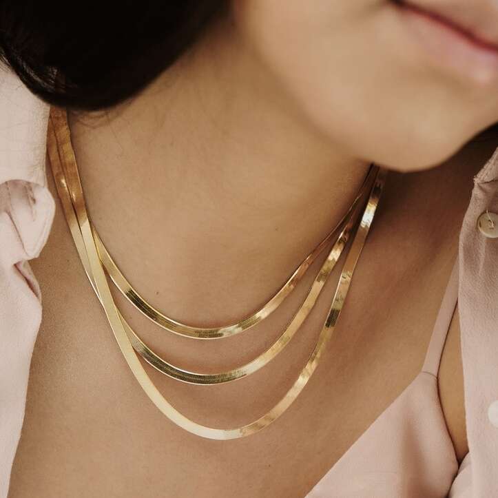 herringbone chain, gold chain, women's gold chain, yellow gold chain, Danielle Camera Jewellery