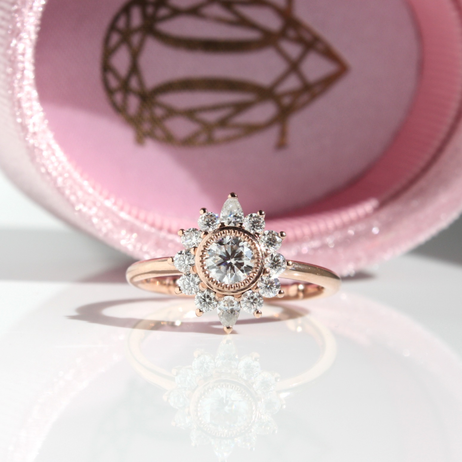Round Brilliant-Cut Grace Halo Diamond Ring, diamond ring, engagement ring, diamond engagement ring, round diamond, danielle camera jewellery