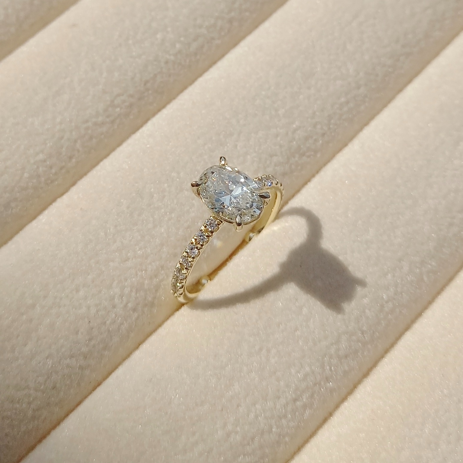 Oval Cut Solitaire Melee Diamond Ring, diamond engagement ring, diamond ring, oval diamond, lab grown diamond, danielle camera jewellery