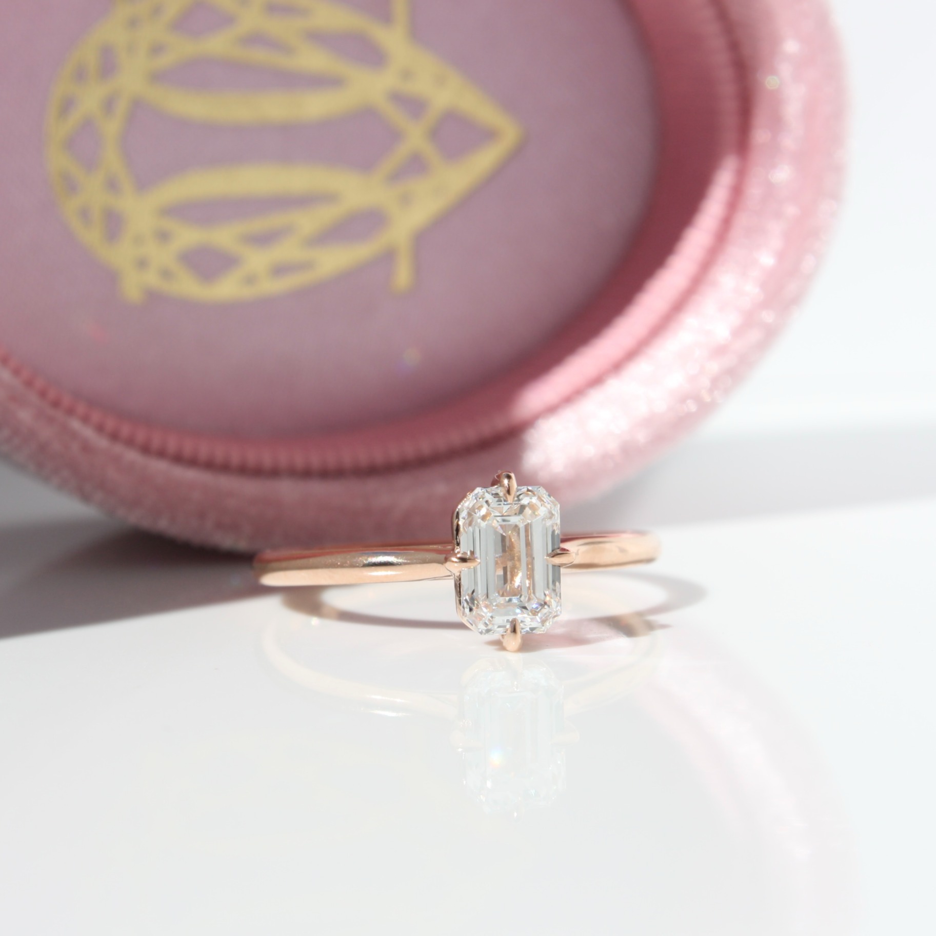 Emerald Cut Compass Solitaire Diamond Ring, diamond ring, diamond engagement ring, engagement ring, emerald cut diamond, danielle camera jewellery