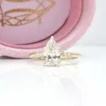 Pear Cut Solitaire Melee Diamond Ring, diamond engagement ring, engagement ring, pear cut diamond, lab grown diamond, danielle camera jewellery