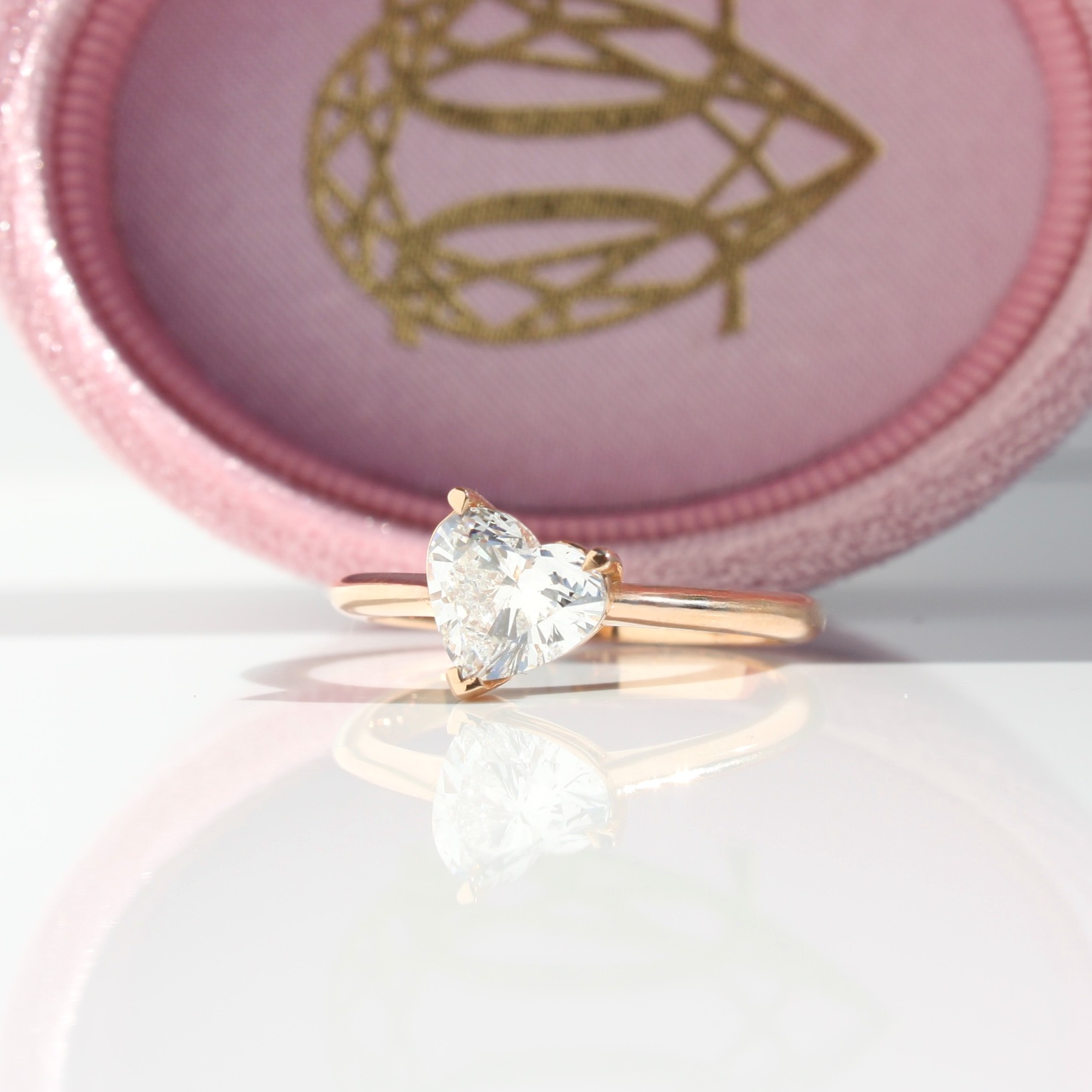 Heart cut Tilt Solitaire Ring, Engagement Ring, Lab grown diamond Ring, Solitaire diamond Ring, heart diamond, lab grown diamond, Recycled Gold, Danielle Camera Jewellery.