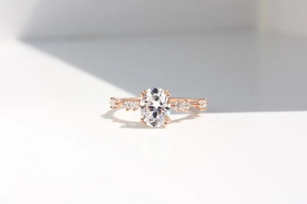 Oval Cut Journey Solitaire Diamond Ring, engagement ring, diamond ring, oval cut diamond, moissanite, rose gold ring, Danielle Camera Jewellery