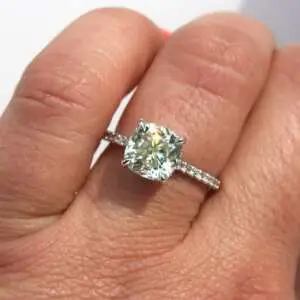 Laboratory-Grown Diamond Pavé Hidden Halo Ring, Cushion thumbnail 3