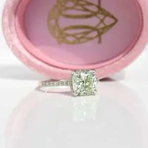 Laboratory-Grown Diamond Pavé Hidden Halo Ring, Cushion thumbnail 2