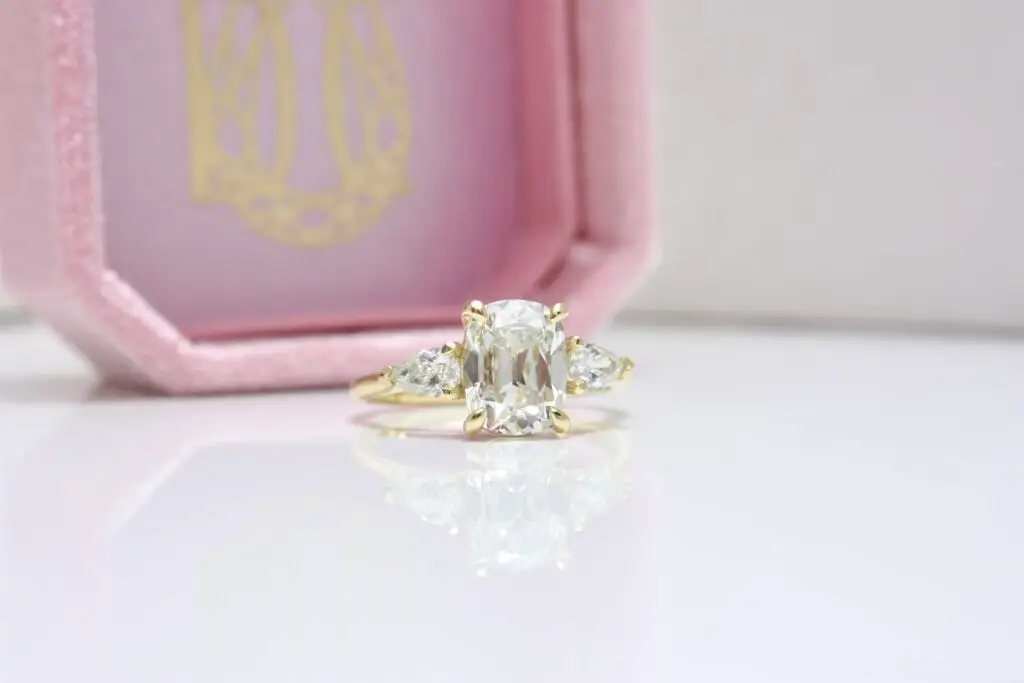 Antiques cut diamonds, elongated cushion cut diamond