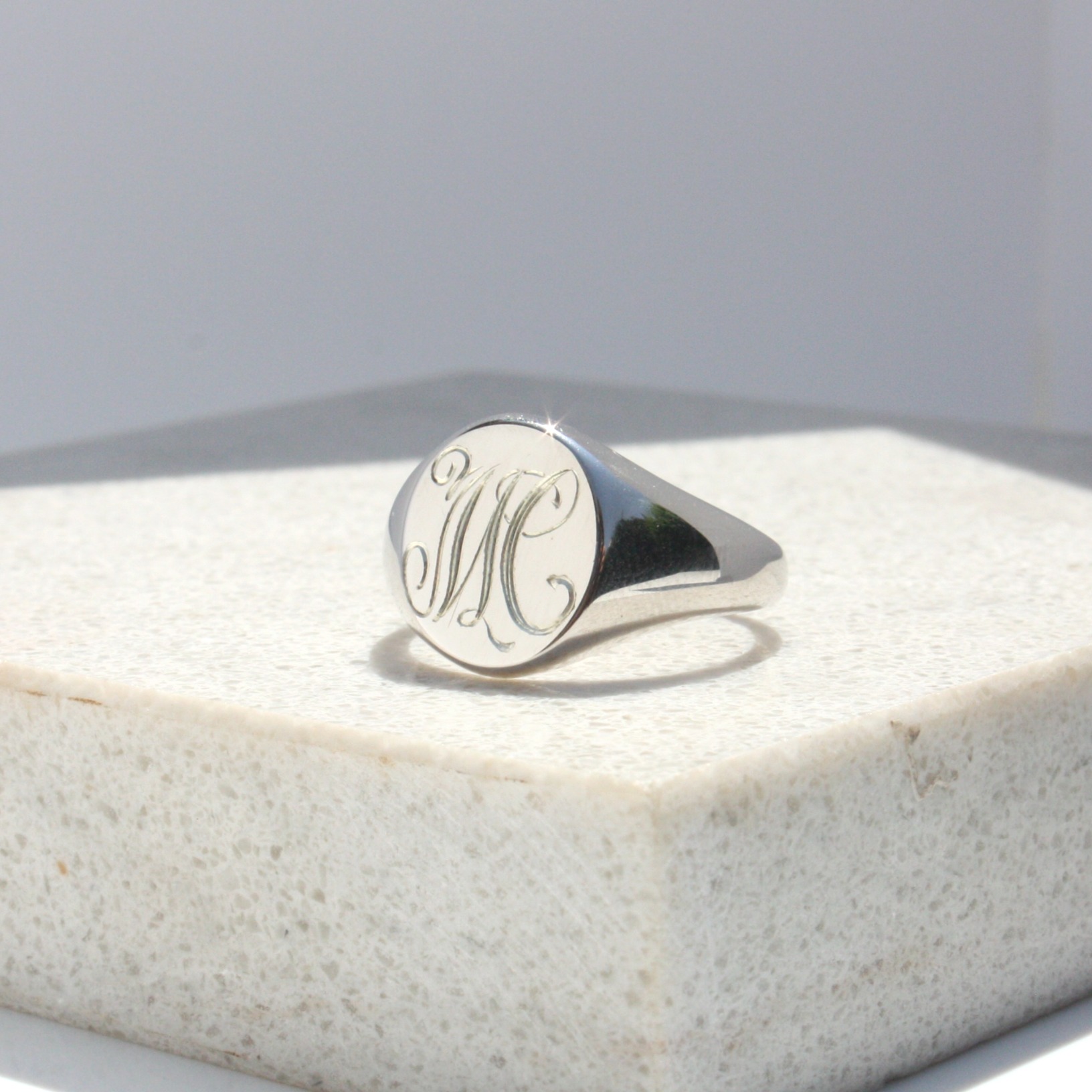 Oval Engraved Initial Signet Ring, men's ring, men's jewellery, signet ring, silver ring, initial ring, engraved signet ring, Danielle Camera Jewellery