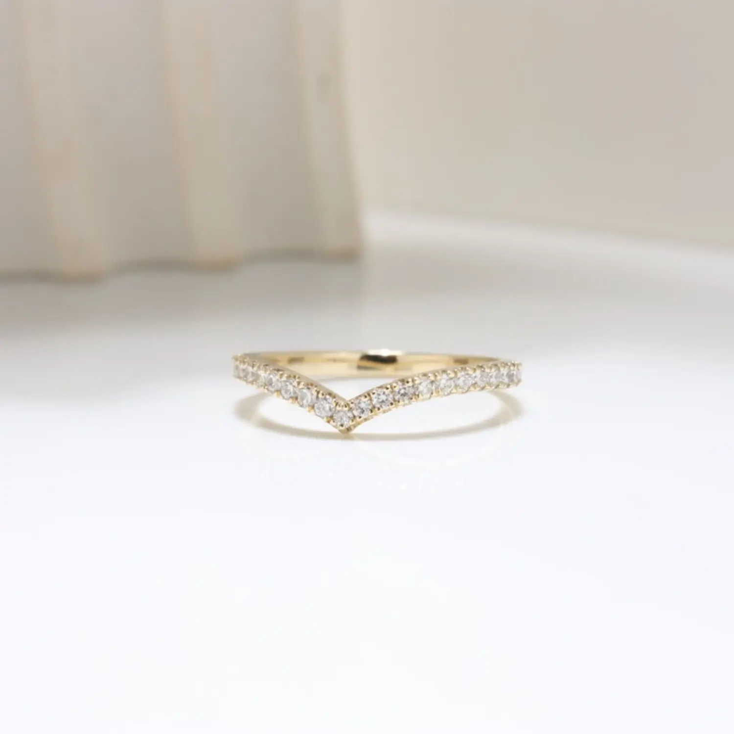 9k yellow gold Wishbone eternity ring with diamonds