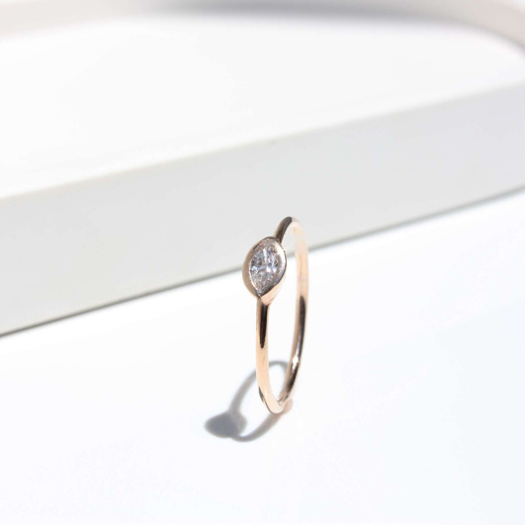 marquise stacking ring, ring, lab grown diamond ring, laboratory grown diamond, diamond ring, stacking ring, small diamond, rose gold ring, Danielle Camera Jewellery