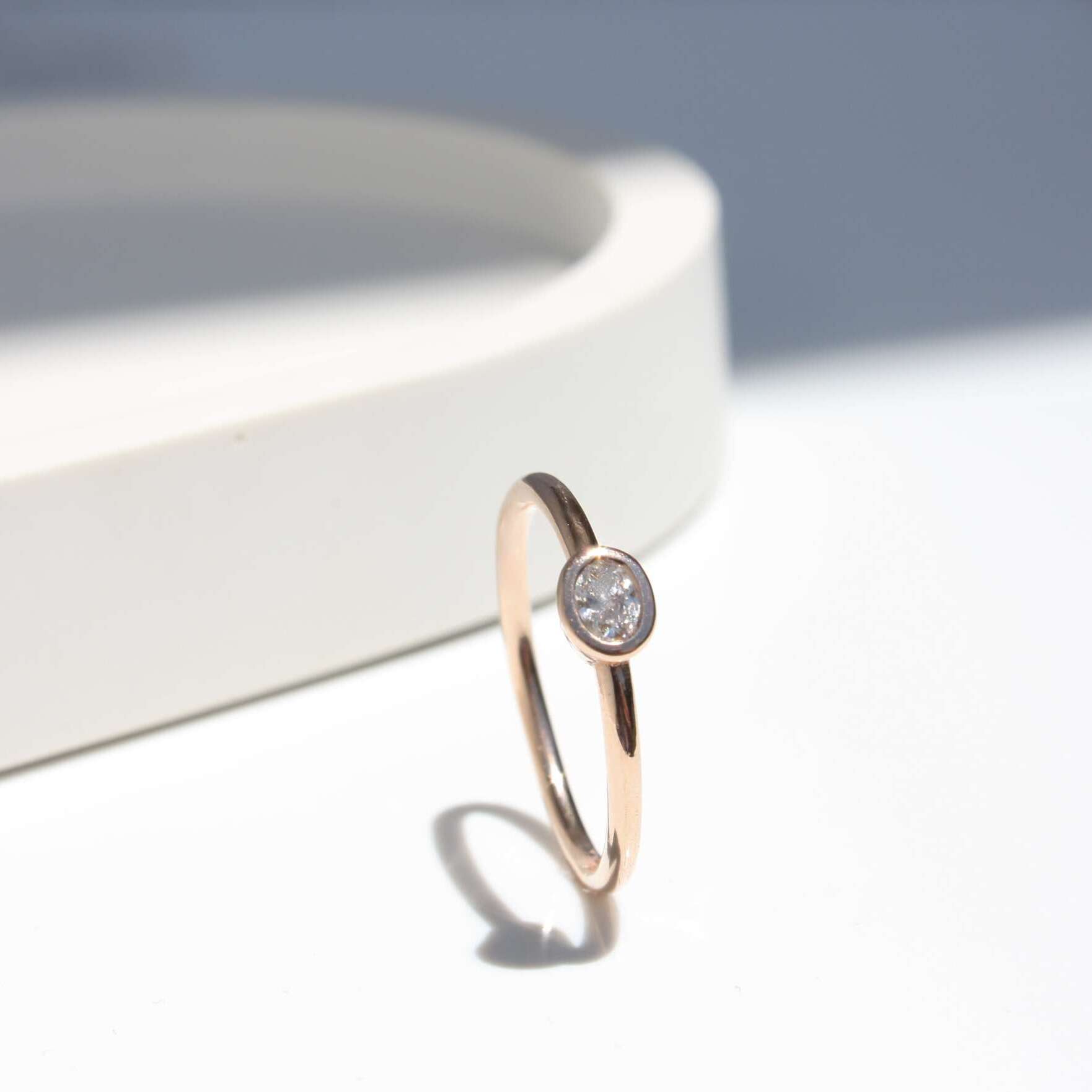 Oval stacking ring, ring, oval diamond, lab grown diamond ring, laboratory grown diamond, diamond ring, stacking ring, small diamond, rose gold ring, Danielle Camera Jewellery