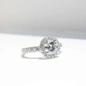 Laboratory-Grown Diamond Pavé Halo Ring, Round thumbnail 3