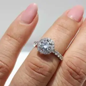Laboratory-Grown Diamond Pavé Halo Ring, Round thumbnail 4