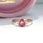 Sapphire and Diamond Cluster Trilogy Ring, trilogy ring, sapphire, pink sapphire, pear cut sapphire, sapphire, engagement ring, sapphire engagement ring, danielle camera jewellery, rose gold ring