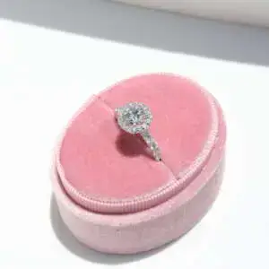 Laboratory-Grown Diamond Pavé Halo Ring, Round thumbnail 5