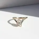 waterfall ring, engagement ring, yellow gold ring, diamond ring, pear shape ring, diamond, laboratory grown diamond, sapphire, danielle camera, jewellery