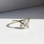 waterfall ring, engagement ring, yellow gold ring, diamond ring, pear shape ring, diamond, laboratory grown diamond, sapphire, danielle camera, jewellery
