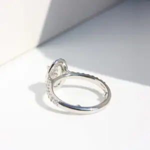 Laboratory-Grown Diamond Pavé Halo Ring, Oval thumbnail 2