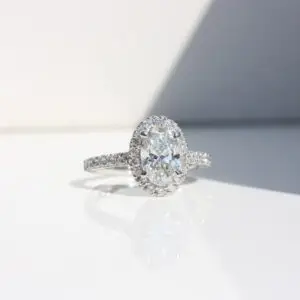 Laboratory-Grown Diamond Pavé Halo Ring, Oval