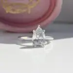 engagement ring, yellow gold ring, white gold ring, diamond ring, pear shape ring, diamond, laboratory grown diamond, sapphire, danielle camera, jewellery