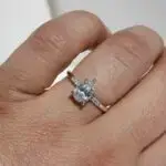 engagement ring, yellow gold ring, white gold ring, diamond ring, pear shape ring, diamond, laboratory grown diamond, sapphire, danielle camera, jewellery