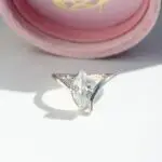 waterfall ring, engagement ring, yellow gold ring, diamond ring, marquise shape ring, diamond, laboratory grown diamond, sapphire, marquise diamond, danielle camera, jewellery