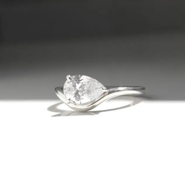engagement ring, diamond ring, pear diamond, natural diamond, lab diamond, white gold ring, platinum ring, danielle camera jewellery