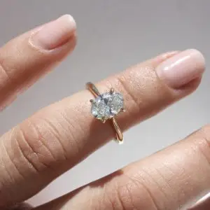 Laboratory-Grown Diamond Hidden Halo Ring, Oval thumbnail 3