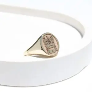 Large Oval Signet Ring with Laser Engraved Crest thumbnail 3