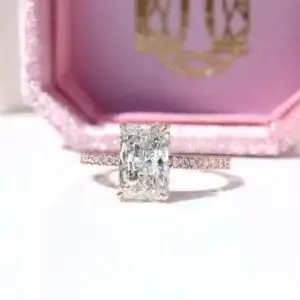 Pavé Hidden Halo Ring, Radiant