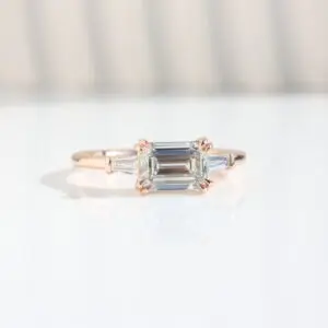 East West Trilogy Ring, Emerald & Tapered Baguette thumbnail 3