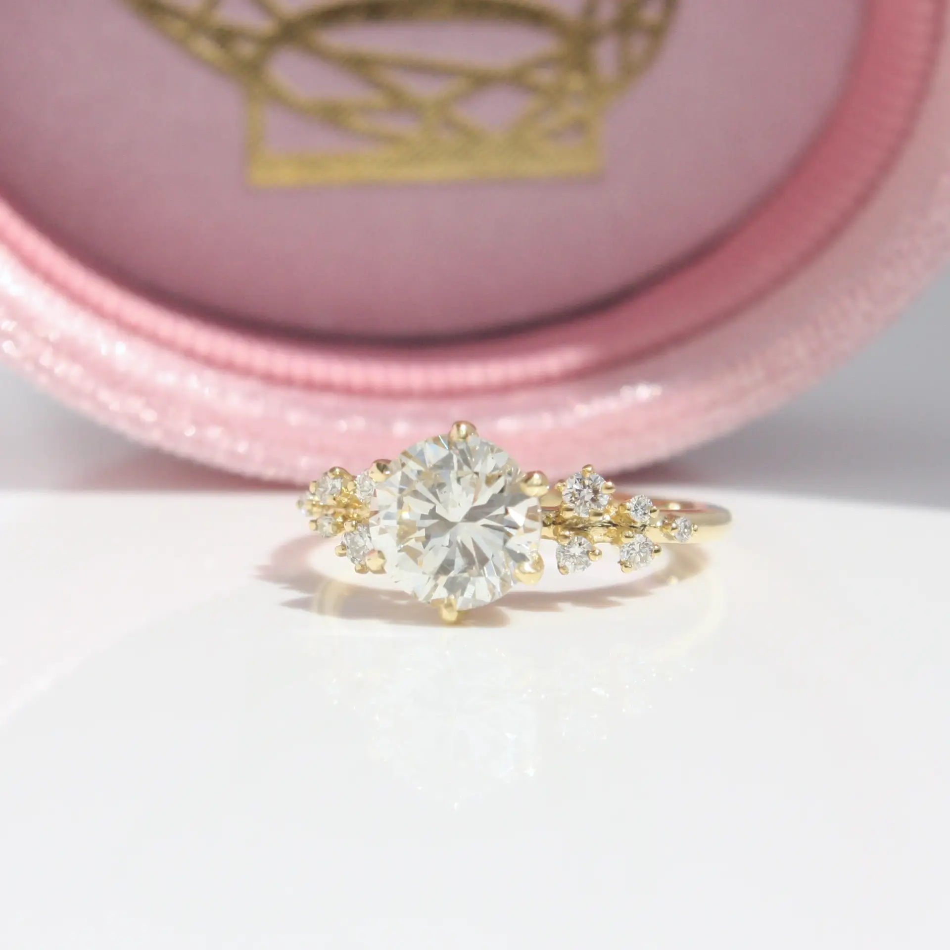 Laboratory-Grown Diamond Cosmos Cluster Ring, Round-Cut, round laboratory grown diamond, yellow gold, Danielle Camera Pty
