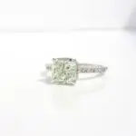 Laboratory-Grown Diamond Pavé Hidden Halo Ring, Cushion-Cut, diamond ring, engagement ring, cushion cut diamond, diamond, white gold ring, Danielle Camera Jewellery