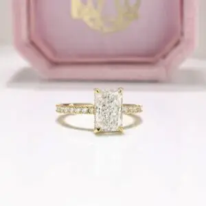 Laboratory-Grown Diamond Pavé Hidden Halo Ring, Radiant