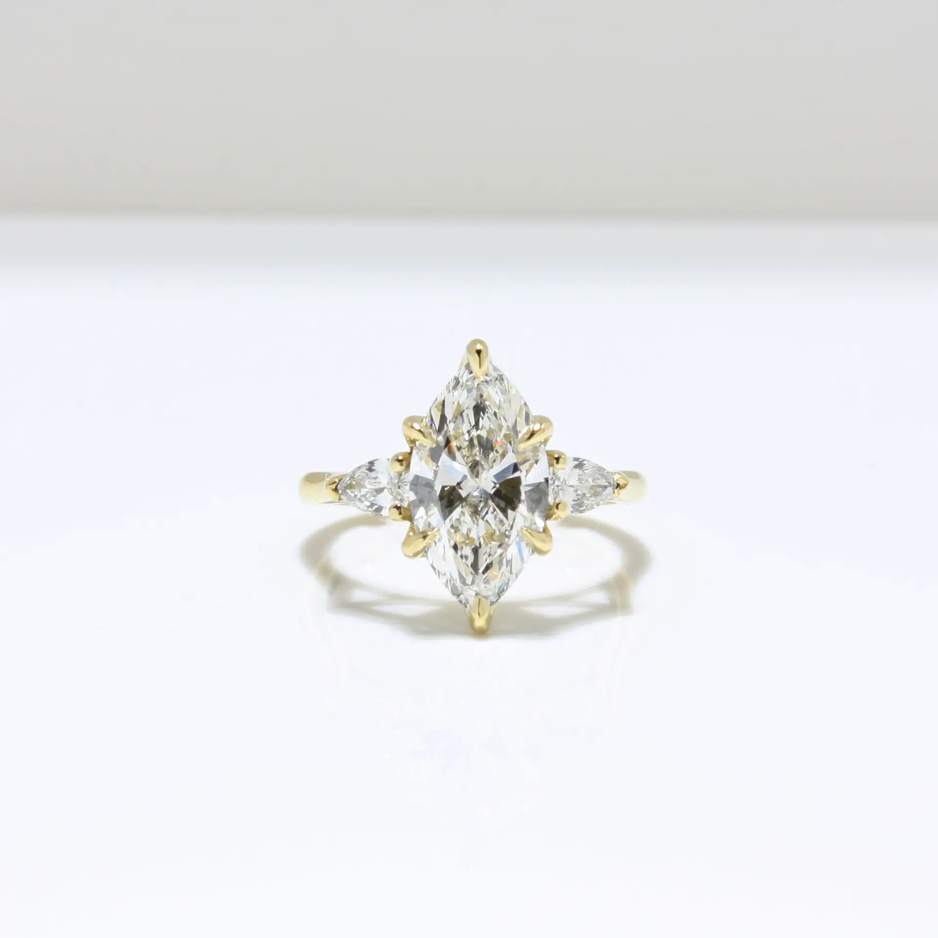 Laboratory-Grown Diamond Trilogy Ring, Marquise & Pear-Cut