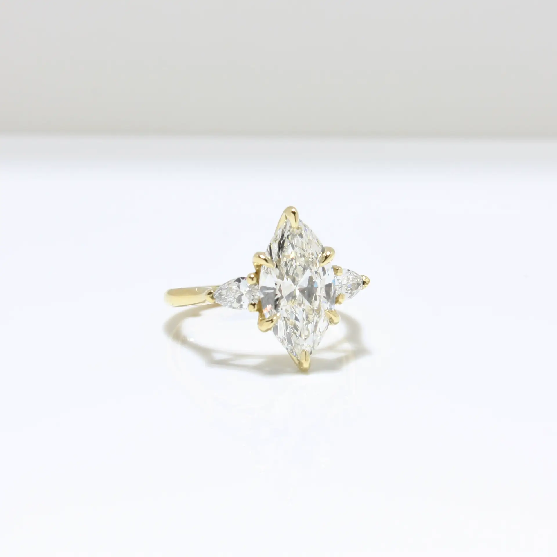 Laboratory-Grown Diamond Trilogy Ring, Marquise & Pear-Cut