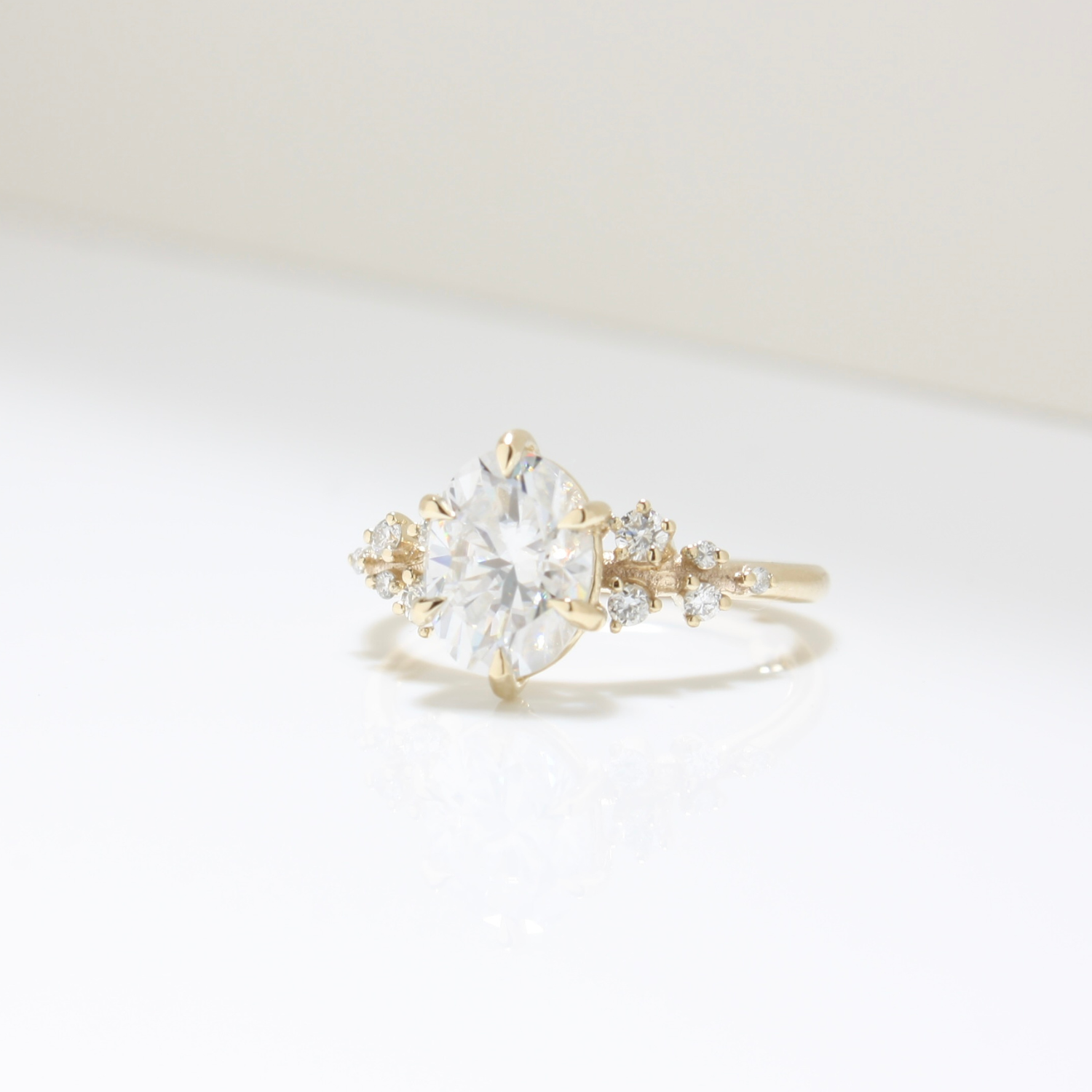 Cosmos Ring, diamond ring, engagement ring, diamond engagement ring, oval diamond, yellow gold ring, danielle camera jewellery, Melanie Casey, Snowdrift ring