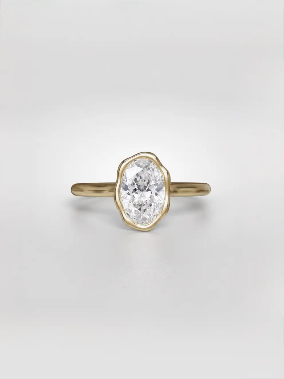 Laboratory-Grown Diamond Wobble Bezel Ring, Oval
