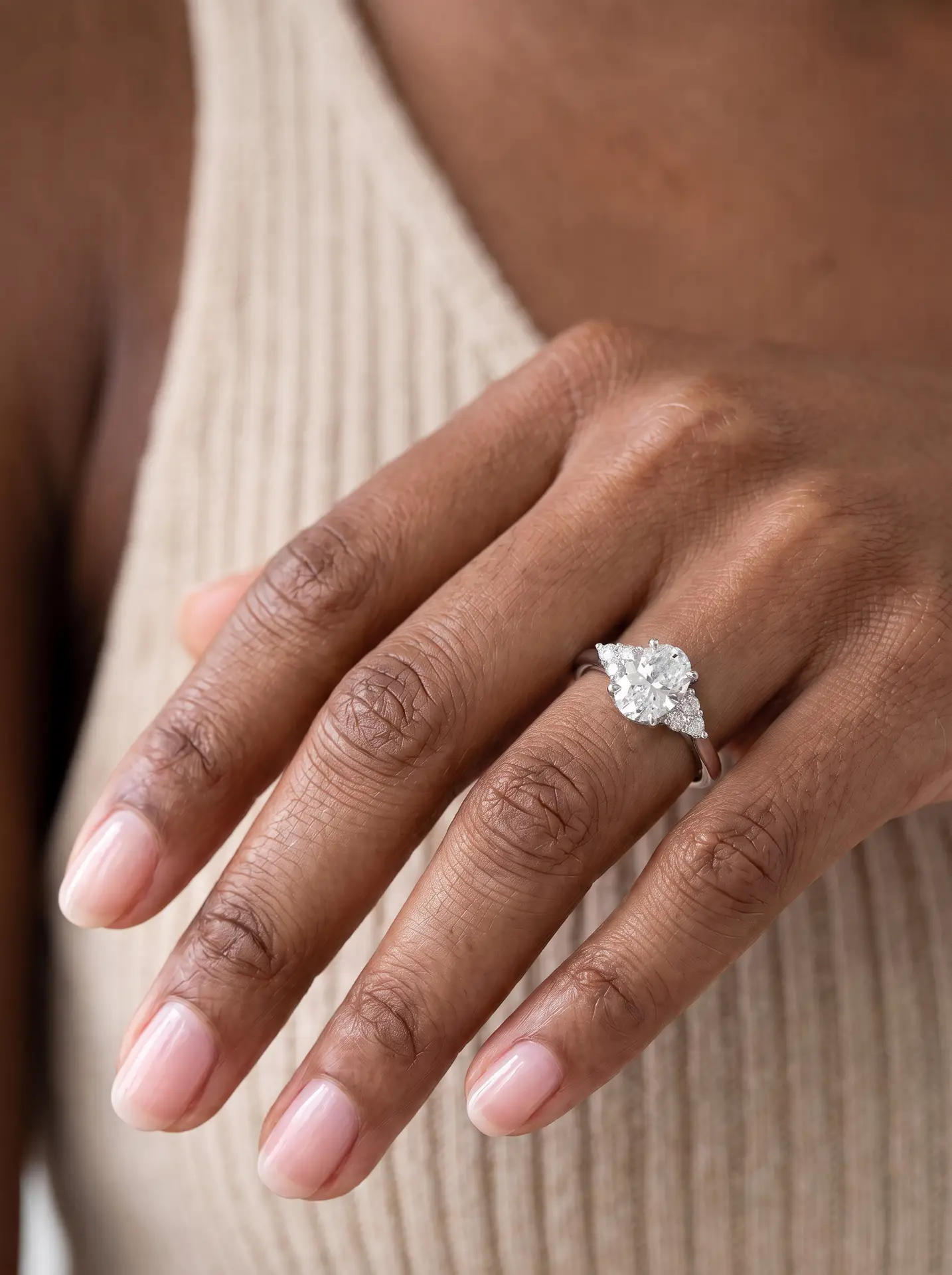 Laboratory-Grown Diamond Cluster Ring, Oval