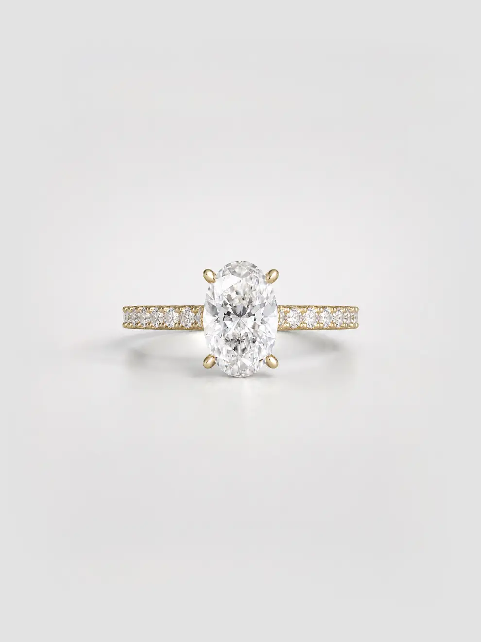 Pavé Diamond Solitaire Ring, Oval